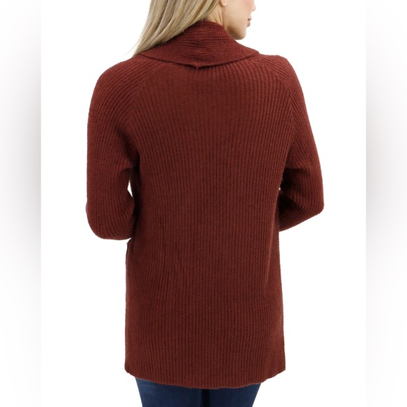 Bambü Cowl Neck Cherry Walnut Cardigan - Picture 5 of 12